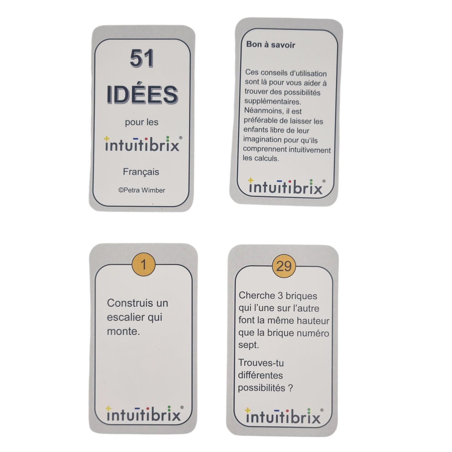 Jeu de cartes 51 idées pour l'intuitibrix 